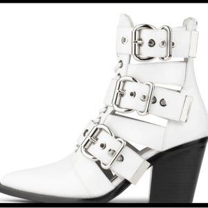 Jeffrey Campbell Caceres Buckle White Western Boot